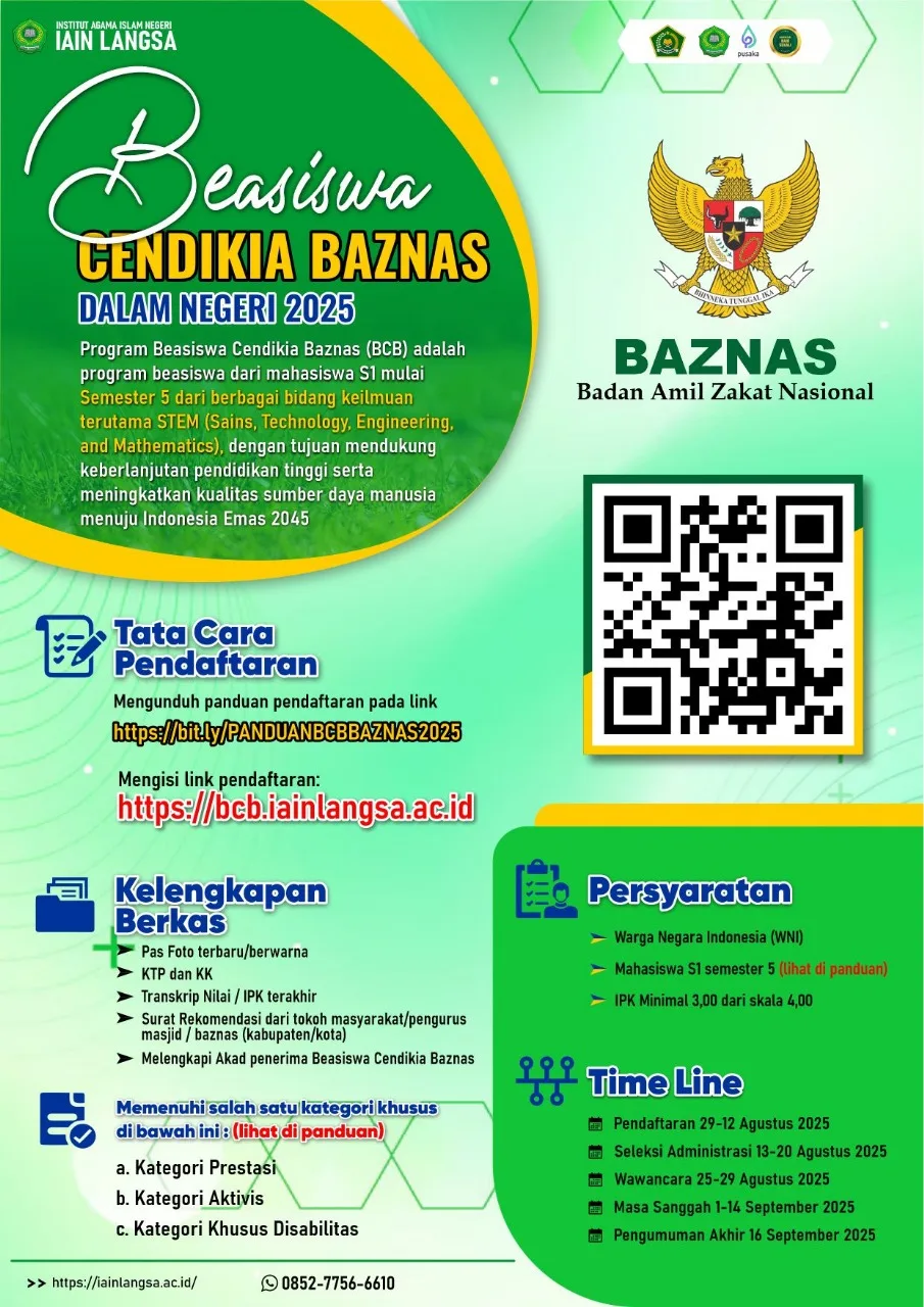 IAIN Langsa Buka Pendaftaran Beasiswa BAZNAS
