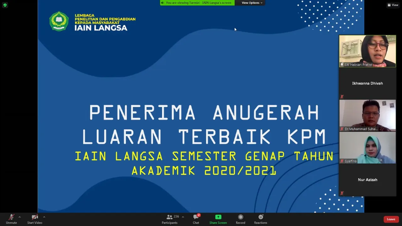 LP2M IAIN Langsa Beri Penghargaan Peserta KPM Terbaik